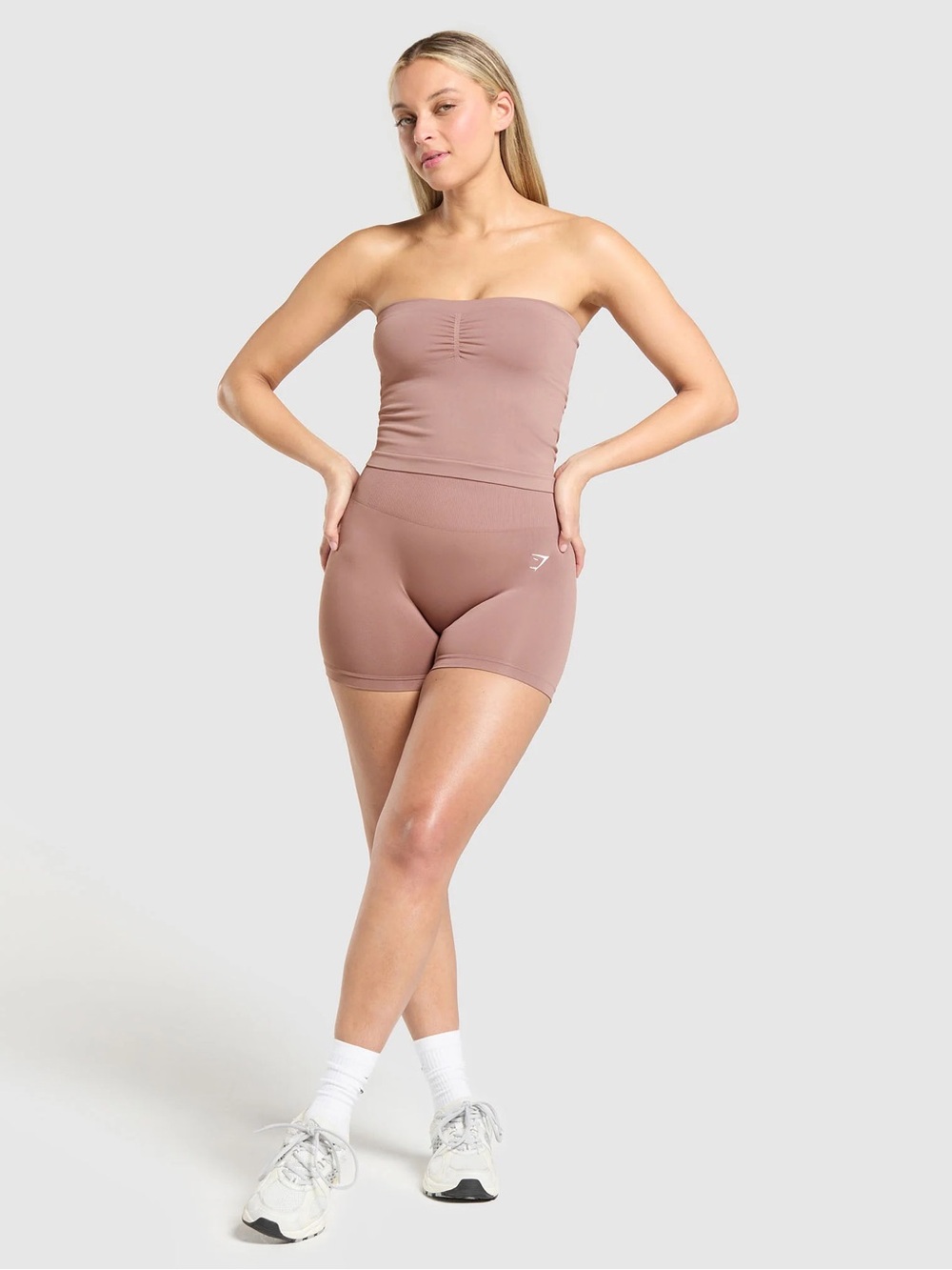 Gymshark Everyday Seamless Midi tube top gym shark athletic taupe pink beige